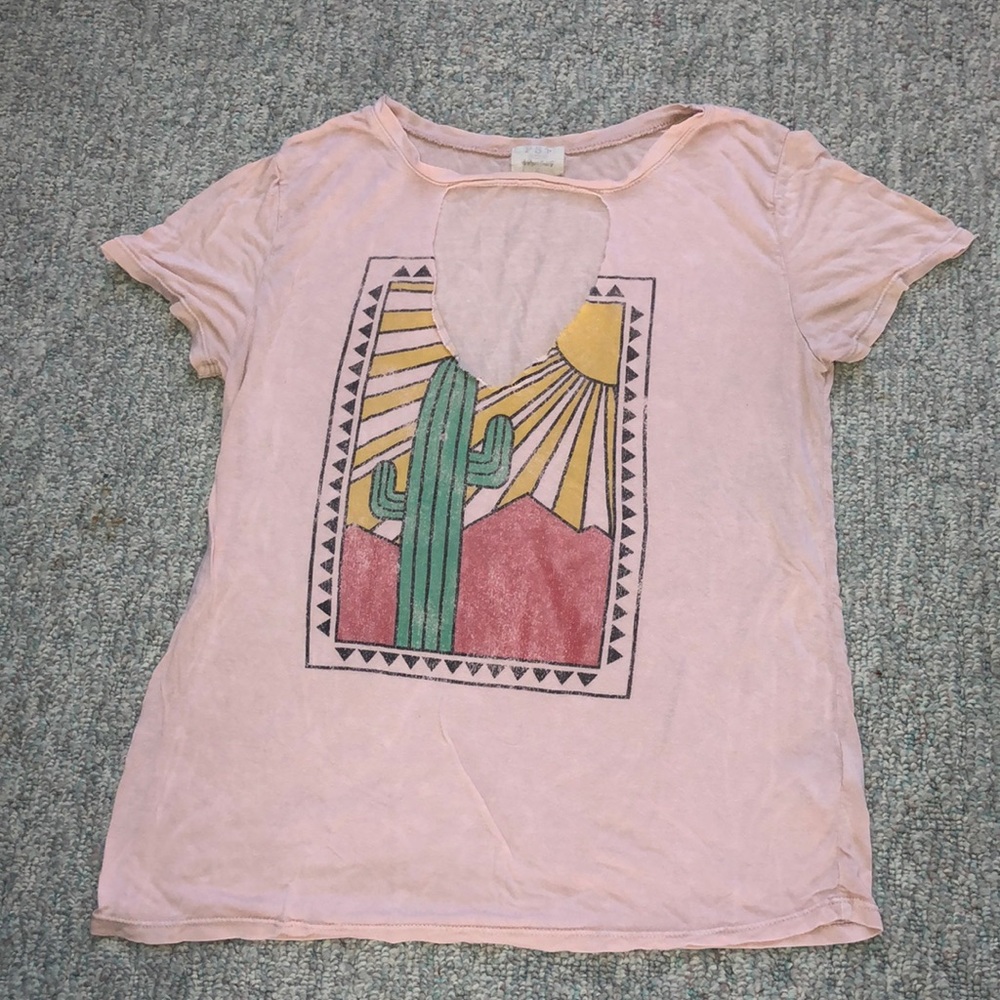 pink cut out t shirt